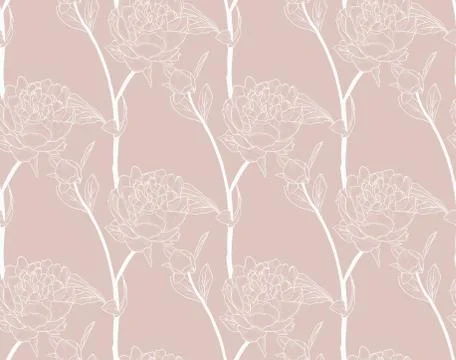 Vector Colorful Seamless Pattern with Drawn Flowers Stock Illustration