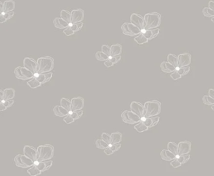 Vector Colorful Seamless Pattern with Drawn Flowers Stock Illustration