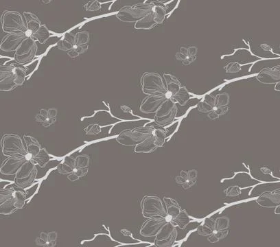 Vector Colorful Seamless Pattern with Drawn Flowers Stock Illustration