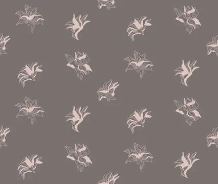 Vector Colorful Seamless Pattern with Drawn Flowers Stock Illustration