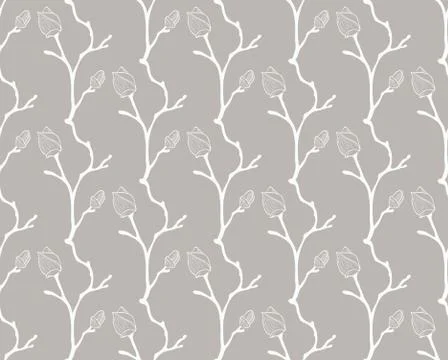 Vector Colorful Seamless Pattern with Drawn Flowers Stock Illustration