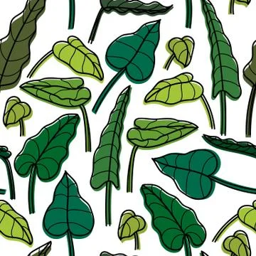 Vector colorful seamless pattern of hand drawn plants . Wallpaper design with Stock Illustration