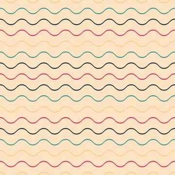 Vector colorful seamless wavy pattern - retro minimalistic design. Abstract Stock Illustration
