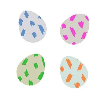 Vector colorful set of Easter eggs with abstract pattern isolated on a white Stock Illustration