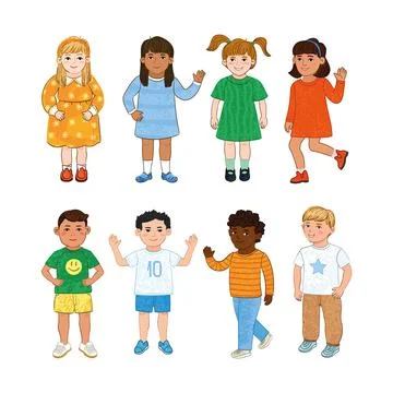 Vector Colorful Set with Illustrations of Children Stock Illustration