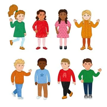 Vector Colorful Set with Illustrations of Children Stock Illustration