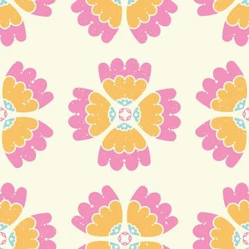 Vector Colorful shells on Ecru in Folklore style seamless pattern background Illustrazione stock