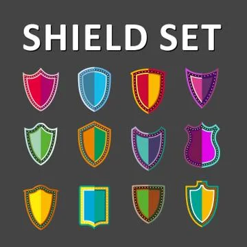 Vector Colorful Shields Set Stock Illustration