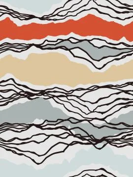 Vector colorful simple abstract doodle shapes and zigzag line seamless pattern Illustrazione stock