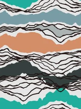Vector colorful simple abstract doodle shapes and zigzag line seamless pattern Illustrazione stock