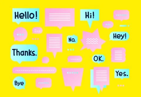 Vector colorful Simple flat speech bubbles shapes set Stock Illustration