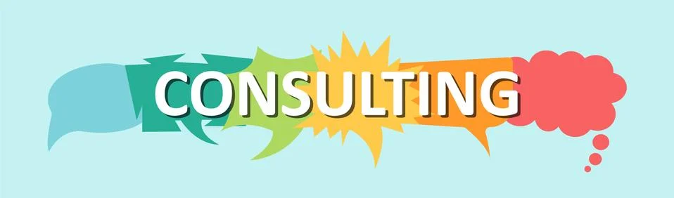 Vector of colorful speech bubbles with the text consulting Stock Illustration