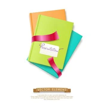 Vector colorful stack of books (brochures) isolated on white background. Elem イラスト素材