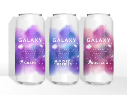 Vector Colorful Starry Galaxy Theme Can Packaging Design of Beverage Stock Illustration
