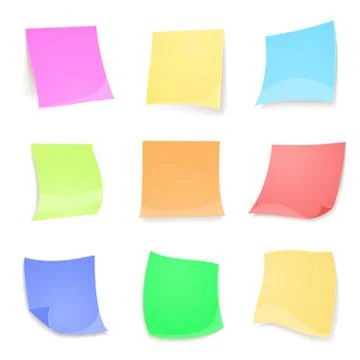 Vector colorful stick note isolated on white background Stock Illustration