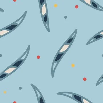 Vector Colorful Striped Leaf Confetti on Blue seamless pattern background Illustrazione stock