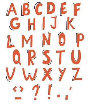 Vector of colorful stylized font and alphabet. Cute colorful English alphabet Stock Illustration