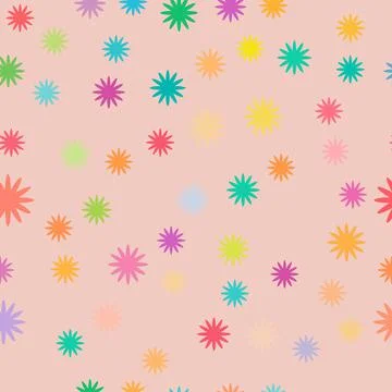 Vector colorful sun pattern. Seamless cheerful sun pattern for fabric, Stock Illustration