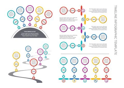 Vector colorful timeline design template big set Illustrazione stock