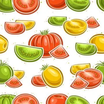 Vector Colorful Tomato seamless pattern Illustrazione stock