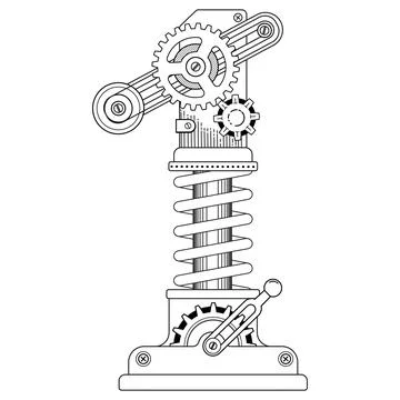 Vector coloring book for adults. Steampunk mathematical symbol one. Mechanica Stock Illustration