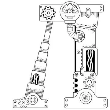 Vector coloring book for adults. Steampunk Cyrillic letter. Mechanical alphabet Stock Illustration