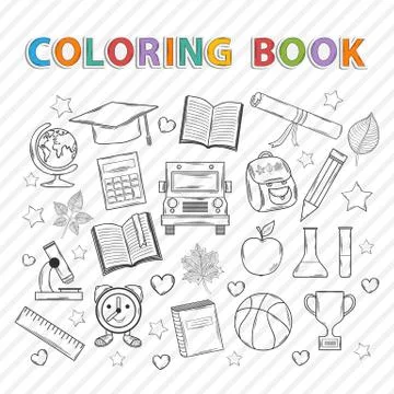 Vector coloring book.Education Stock Illustration