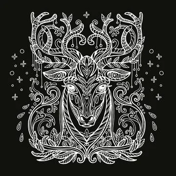 Vector coloring deer white Stock Illustration