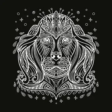 Vector coloring dog white Stock Illustration