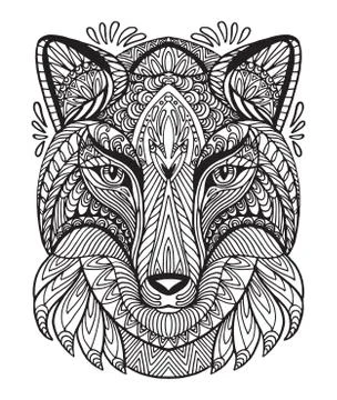 Vector coloring fox Stockillustratie