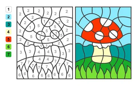 Vector coloring page Color by numbers Easter egg hunt. Puzzle game for children Stock Illustration