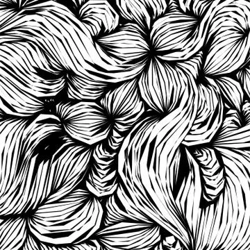 Vector coloring pattern, curved lines, black and white grunge background 스톡 일러스트