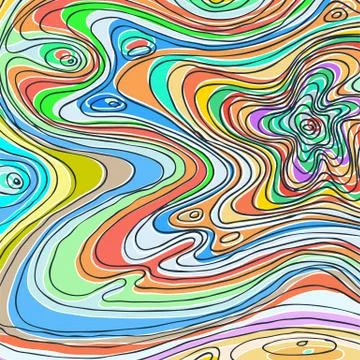 Vector coloring pattern, curved lines, black and white grunge background Illustrazione stock