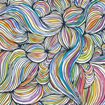 Vector coloring pattern, curved lines, black and white grunge background 스톡 일러스트