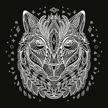 Vector coloring wolf white イラスト素材