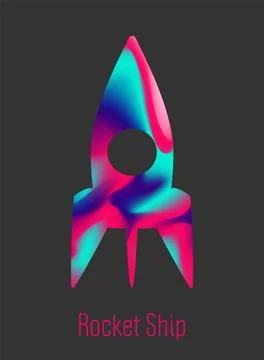 Vector colors rocket logo. Business startup concept form lines, particle style Stock Illustration