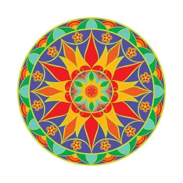 Vector Colour Flower Mandala. Ethnic decorative element. Stock Illustration