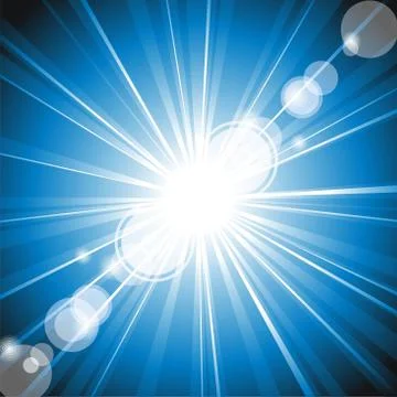 Vector colour ray of lights explosion with lens glare effect. Stock Illustration