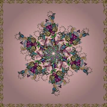 Vector. Colour Spring Theme seamless pattern Background. Flat Flower Elements De Stock Illustration