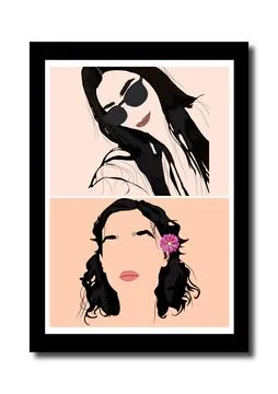 Vector Combo Of Stylish Girls Image In Frame Ilustración de archivo