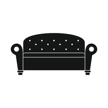 Vector Comfort sofa black simple icon isolated on white Stock Illustration