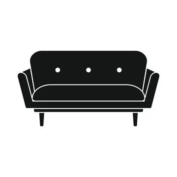 Vector comfortable sofa black simple icon isolated Stock Illustration