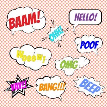 Vector comic book explosion elements collection. Comic wording sound effect,  Stock Illustration