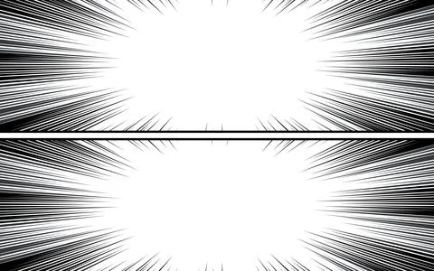 Vector comic book page template with radial speed lines background in manga.. Stock Illustration