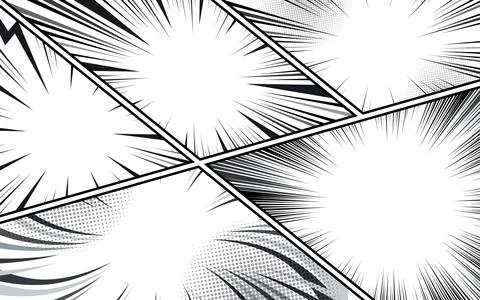 Vector comic book page template with radial speed lines background in manga.. Stock Illustration
