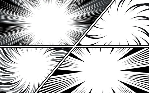 Vector comic book page template with radial speed lines background in manga.. Stock Illustration