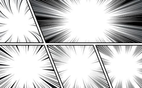 Vector comic book page template with radial speed lines background in manga.. 库存插图