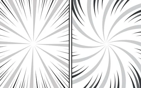 Vector comic book page template with radial speed lines background in manga.. Stock Illustration