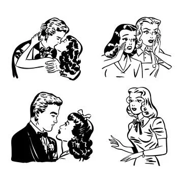 Vector Comic Book View of Characters Facial Expression Stock Illustration