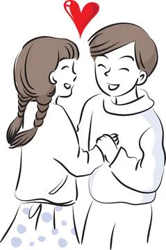 Vector comic boy and girl fall in love Stock Illustration